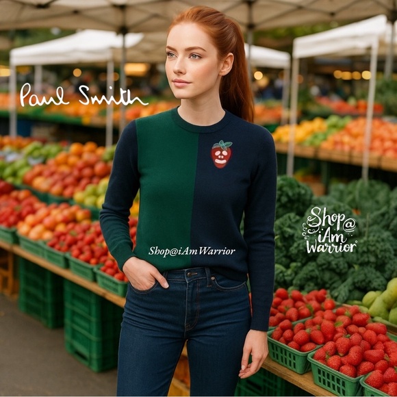 Paul Smith RARE strawberry beaded appliqué cashmere pullover *Shop@iamwarrior - Picture 1 of 9